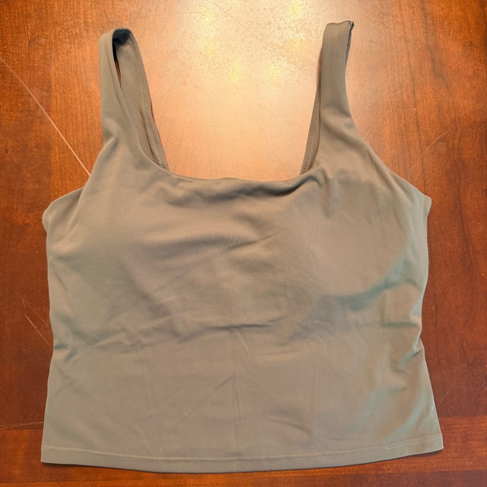 NEW Fabletics Womens L Gray Square Neck Cutout Back Athletic Tank Top
